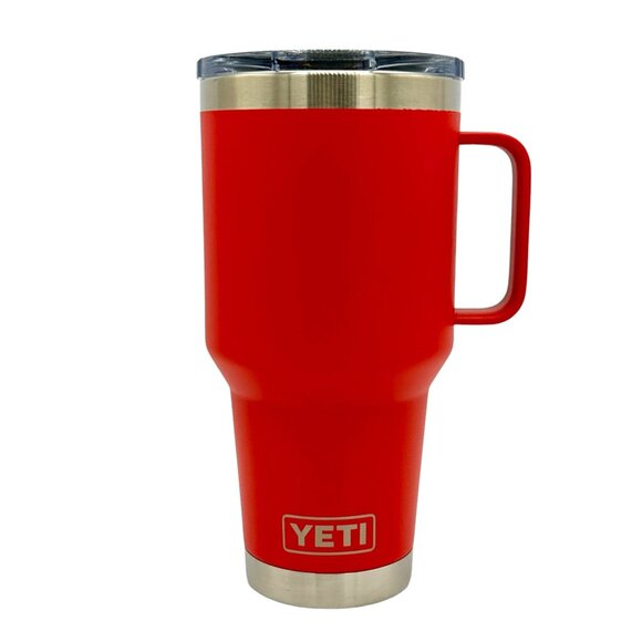 LASER ENGRAVED PERSONALIZATION YETI 30oz. Stronghold Travel Mug in RESCUE RED - Picture 1 of 2